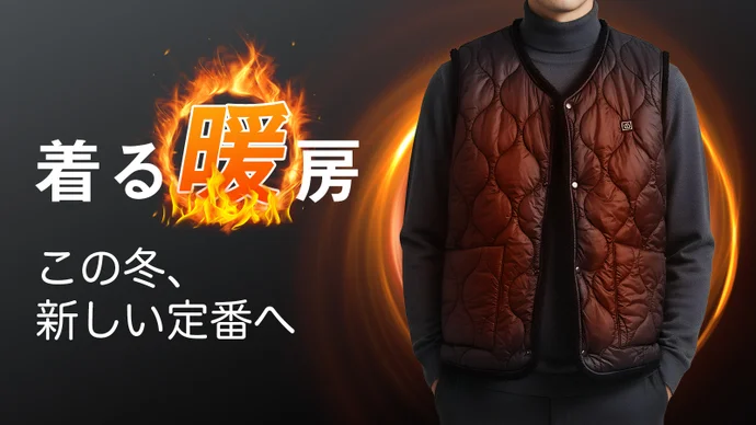 【着た瞬間、じんわり暖かい】最高65℃とスタイルを両立した、新世代電熱ベスト!