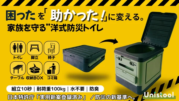 【1台6役】地震、災害、緊急時もこれ１つで全て解決！多機能ポータブルトイレ