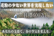 食品添加物を利用したスギ花粉飛散防止剤の早期実用化を目指します（寄附金控除あり）